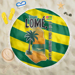 Lome Togo Sunset Beach Blanket - Palm Trees and Ocean Embrace Design