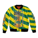 Lome Togo Sunset Bomber Jacket - Palm Trees and Ocean Embrace Design