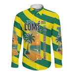 Lome Togo Sunset Long Sleeve Button Shirt - Palm Trees and Ocean Embrace Design
