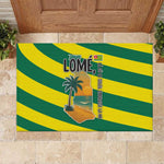 Lome Togo Sunset Rubber Doormat - Palm Trees and Ocean Embrace Design
