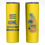 Lome Togo Sunset Skinny Tumbler - Palm Trees and Ocean Embrace Design