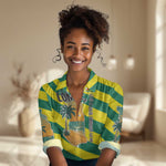 Lome Togo Sunset Women Casual Shirt - Palm Trees and Ocean Embrace Design