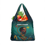 Togo Futuristic Afrocentric Woman Grocery Bag with Flag and Stars Design