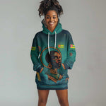 Togo Futuristic Afrocentric Woman Hoodie Dress with Flag and Stars Design