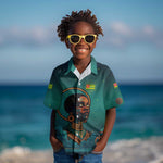 Togo Futuristic Afrocentric Woman Kid Hawaiian Shirt with Flag and Stars Design