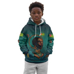 Togo Futuristic Afrocentric Woman Kid Hoodie with Flag and Stars Design