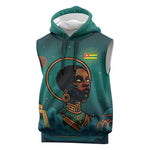 Togo Futuristic Afrocentric Woman Sleeveless Hoodie with Flag and Stars Design - African Pride