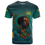 Togo Futuristic Afrocentric Woman T shirt with Flag and Stars Design