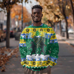 Gabon Christmas Sweatshirt Black Panthers Carrying Tree and Snowflake - African Pride