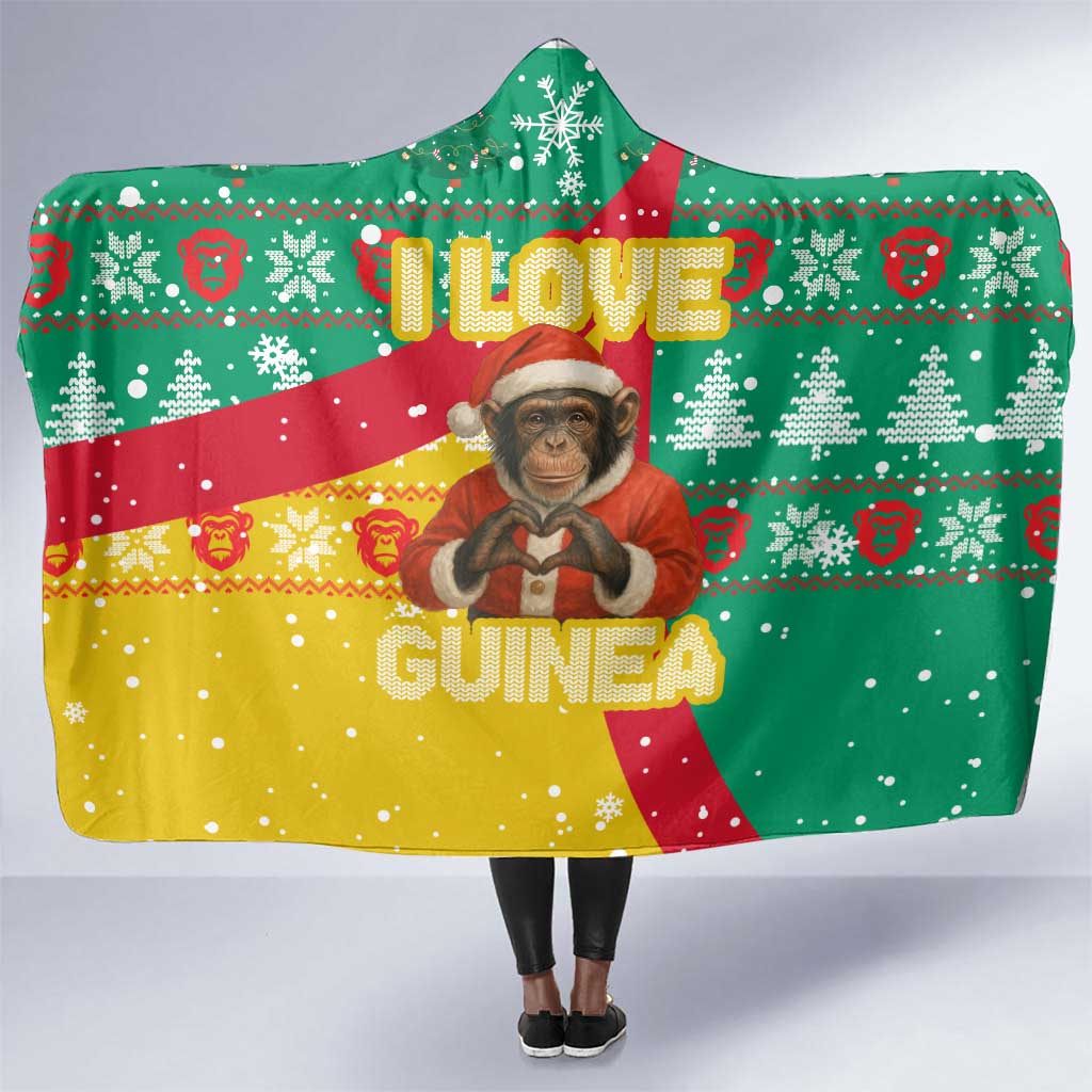 Guinea Christmas Hooded Blanket Santa Chimpanzee Heart Hands and Snowflake - African Pride