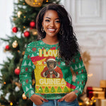 Guinea Christmas Ugly Christmas Sweater Santa Chimpanzee Heart Hands and Snowflake - African Pride