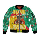 Guinea Christmas Sleeve Zip Bomber Jacket Santa Chimpanzee Heart Hands and Snowflake - African Pride