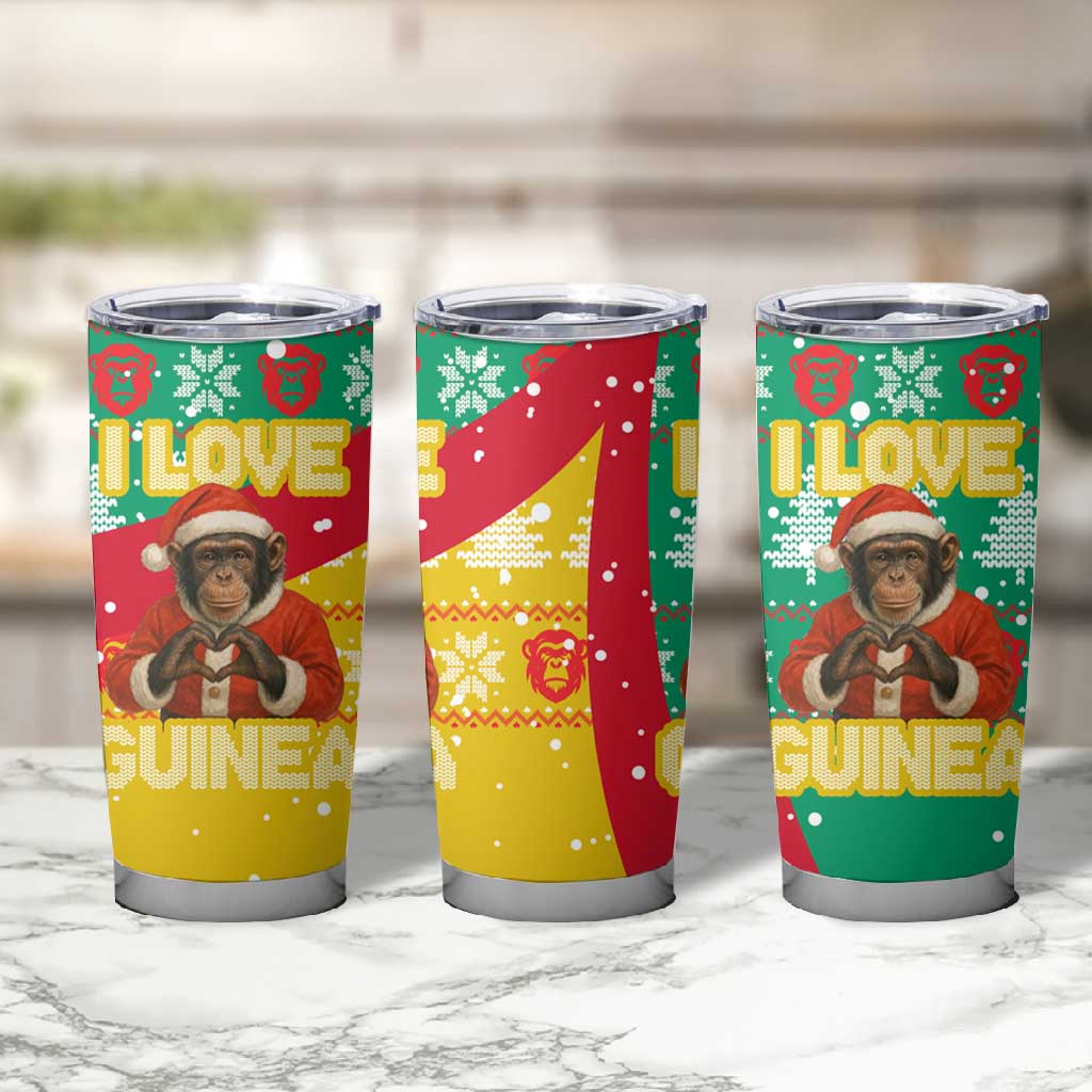Guinea Christmas Tumbler Cup Santa Chimpanzee Heart Hands and Snowflake - African Pride