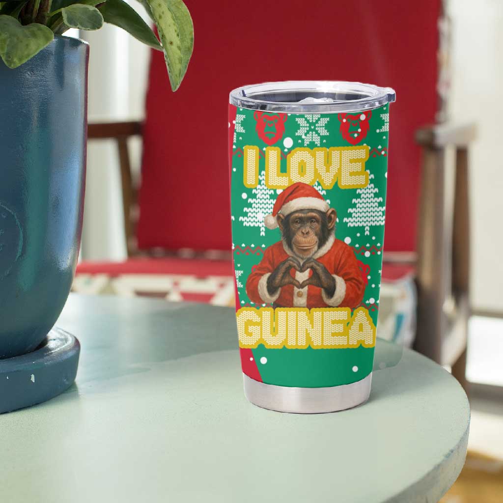 Guinea Christmas Tumbler Cup Santa Chimpanzee Heart Hands and Snowflake - African Pride