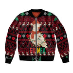 Guinea Christmas Sleeve Zip Bomber Jacket Festive Dove String Lights and Red Black Holiday - African Pride