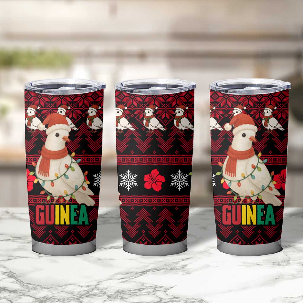 Guinea Christmas Tumbler Cup Festive Dove String Lights and Red Black Holiday - African Pride