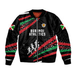 Burundi Bomber Jacket with Athletics Runners Black Red Green Flag Spirit