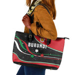 Burundi Leather Tote Bag with Athletics Runners Black Red Green Flag Spirit
