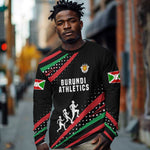Burundi Long Sleeve Shirt with Athletics Runners Black Red Green Flag Spirit