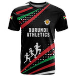 Burundi T shirt with Athletics Runners Black Red Green Flag Spirit