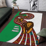 Burundi Lion Tribal Pattern Area Rug - National Motto Unité Travail Progrès
