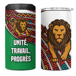 Burundi Lion Tribal Pattern 4 in 1 Can Cooler Tumbler - National Motto Unité Travail Progrès