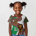 Burundi Lion Tribal Pattern Kid T shirt - National Motto Unité Travail Progrès