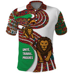 Burundi Lion Tribal Pattern Polo Shirt - National Motto Unité Travail Progrès