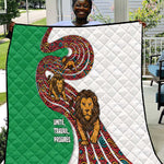 Burundi Lion Tribal Pattern Quilt - National Motto Unité Travail Progrès