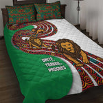 Burundi Lion Tribal Pattern Quilt Bed Set - National Motto Unité Travail Progrès