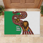 Burundi Lion Tribal Pattern Rubber Doormat - National Motto Unité Travail Progrès