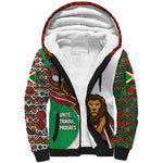 Burundi Lion Tribal Pattern Sherpa Hoodie - National Motto Unité Travail Progrès