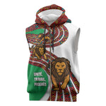 Burundi Lion Tribal Pattern Sleeveless Zip Hoodie - National Motto Unité Travail Progrès - African Pride