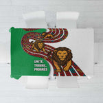 Burundi Lion Tribal Pattern Tablecloth - National Motto Unité Travail Progrès