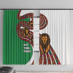 Burundi Lion Tribal Pattern Window Curtain - National Motto Unité Travail Progrès
