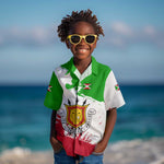 Burundi Flag Kid Hawaiian Shirt with National Emblem and Motto Unité Travail Progres