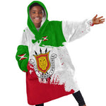 Burundi Flag Kid Wearable Blanket Hoodie with National Emblem and Motto Unité Travail Progres