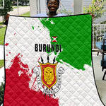 Burundi Flag Quilt with National Emblem and Motto Unité Travail Progres