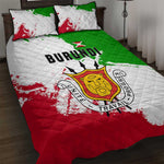 Burundi Flag Quilt Bed Set with National Emblem and Motto Unité Travail Progres