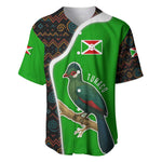 Burundi Turaco Baseball Jersey with National Bird and Flag Pattern