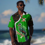 Burundi Turaco Hawaiian Shirt with National Bird and Flag Pattern