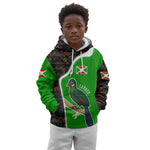 Burundi Turaco Kid Hoodie with National Bird and Flag Pattern