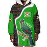 Burundi Turaco Wearable Blanket Hoodie with National Bird and Flag Pattern