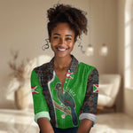 Burundi Turaco Women Casual Shirt with National Bird and Flag Pattern