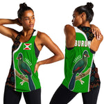 Burundi Turaco Women Racerback Tank with National Bird and Flag Pattern