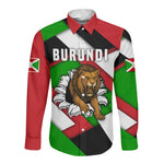 Burundi Roaring Lion Long Sleeve Button Shirt with National Flag Colors