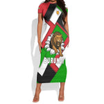 Burundi Roaring Lion Short Sleeve Bodycon Dress with National Flag Colors