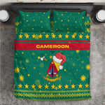 Cameroon Christmas Bedding Set Coat of Arms Santa Hat and Stars Motif - African Pride