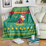 Cameroon Christmas Blanket Coat of Arms Santa Hat and Stars Motif - African Pride