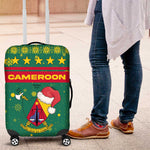 Cameroon Christmas Luggage Cover Coat of Arms Santa Hat and Stars Motif - African Pride